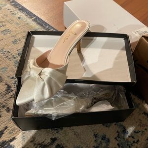 Lyle Ivory Satin Pointed-Toe Mules